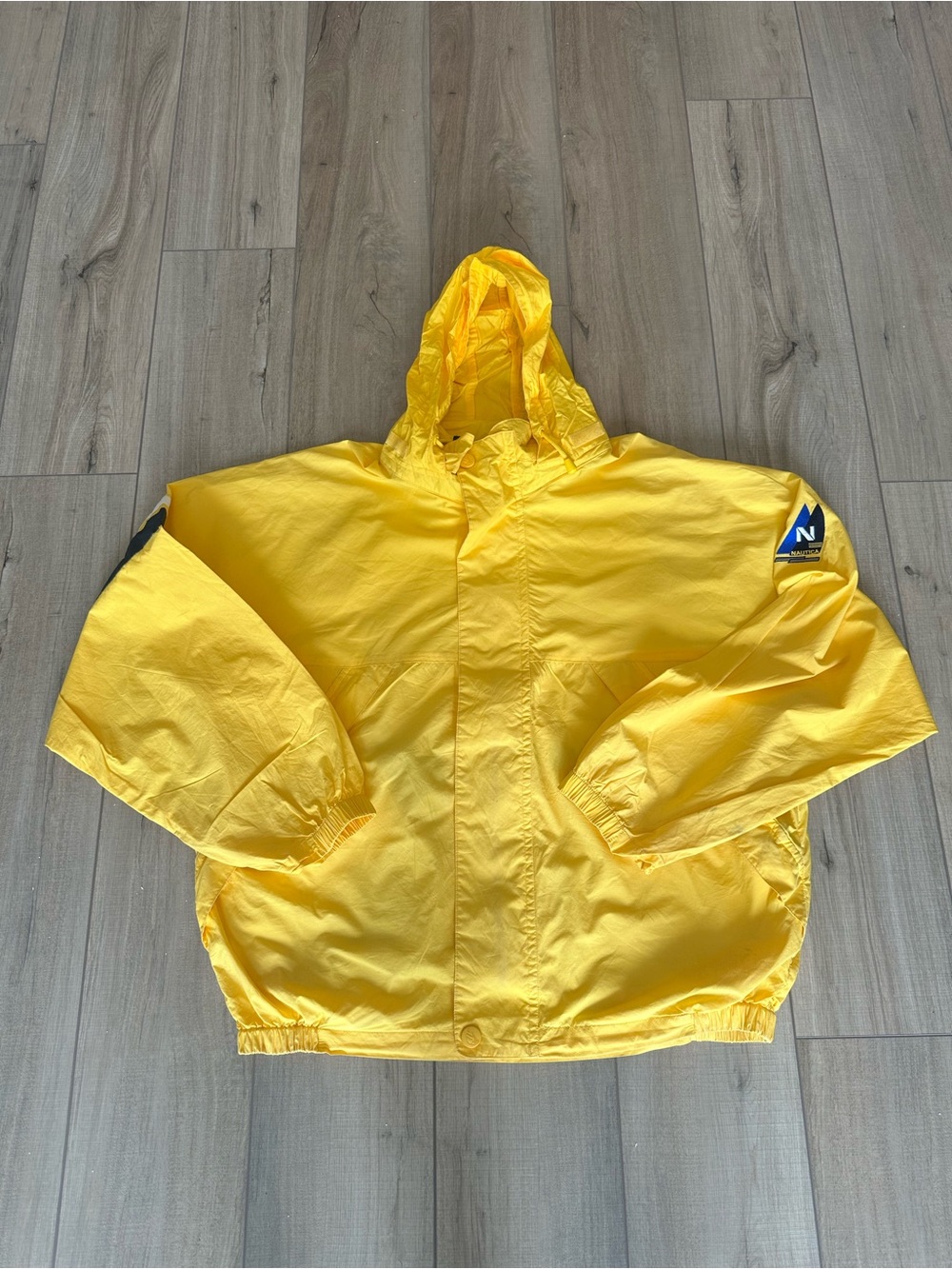 Vintage 90’s Nautica Bright Yellow Hooded Raincoat